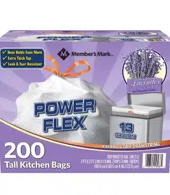 Bolsas Altas de Cocina olor a lavanda 200 Pack Power Flex Member's Mark