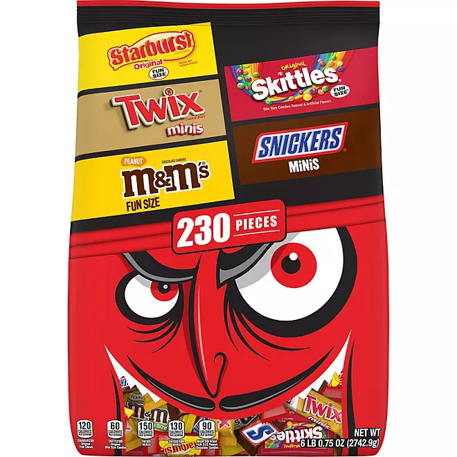 Caramelos de Halloween 230 unids a granel de M&M's, Snickers, Skittles, Starburst y Twix