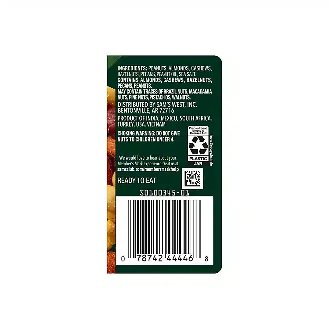 Member's Mark Nueces mixtas tostadas y saladas con maní (34 oz.) 4