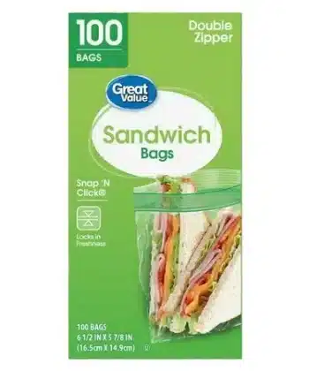 Bolsas para sándwich con doble cremallera 100 unidades Great Value