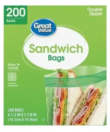 Bolsas para sándwich con doble cremallera 200 unidades Great Value