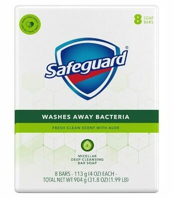 Jabón en barra de aloe x 8 Unds Safeguard Fresh Clean Scent