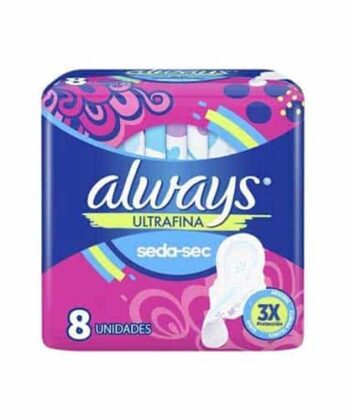 Toallas Higiénicas Diurnas Ultrafina Flujo Moderado x 8 unds Always