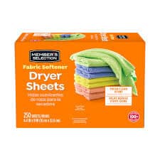 Hojas Suavizantes de Ropa para Secadora 250 Unidades Member's Selection