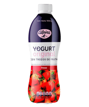 Yogurt Con Trozos de Frutas Sabor Fresa 1000ml Alpina