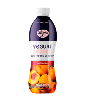 Yogurt Con Trozos de Frutas Sabor Melocoton 1000ml Alpina