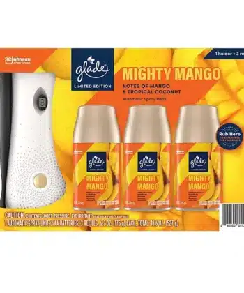 Ambientador Automático en Spray Mighty Mango 1 Soporte + 3 Recambios Glade