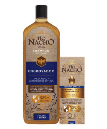 Shampoo Anti Caída Engrosador 1L + Tratamiento Capilar Engrosador 90ml Tío Nacho