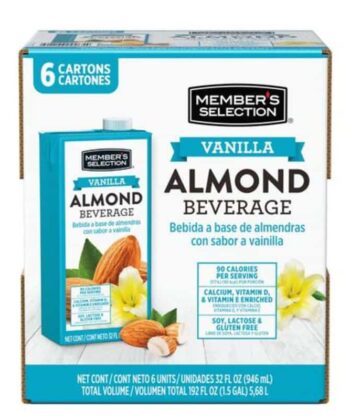Leche De Almendras Sabor a Vainilla 946ml x 6 unds Member's Selection