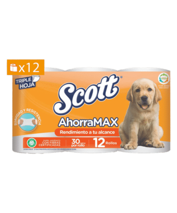 Papel higienico de 12 rollos Scott AhorraMax