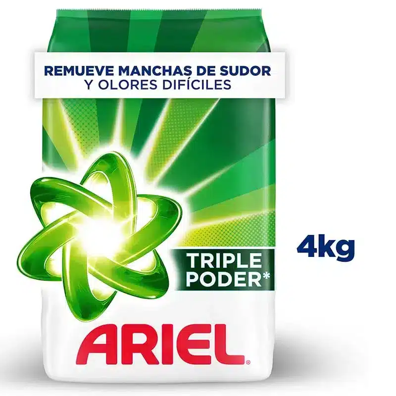 Detergente En Polvo Ariel Triple Poder 4 Kg