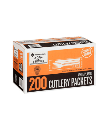 Paquete De Cubiertos Blancos 200 uds Members Mark