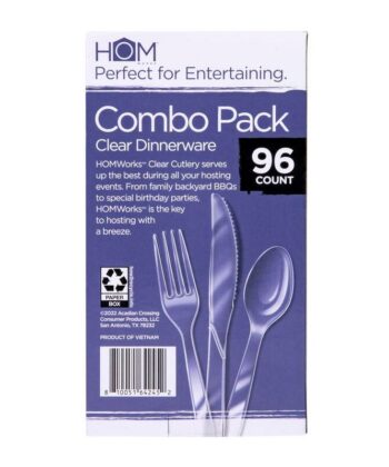 Cubiertos Plásticos Transparentes 96 unds HOM Works
