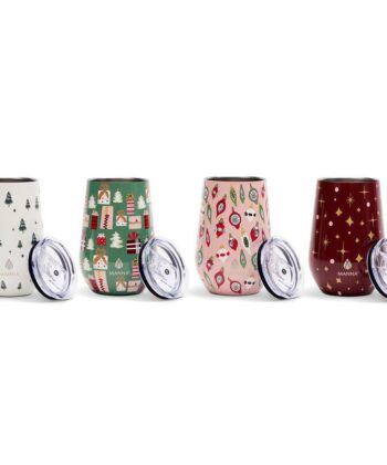 Juego de Vasos Térmicos Navideños para Vino 4 unds 355ml Manna