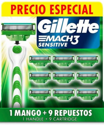 Máquina para Afeitar con 9 Repuestos Gillette Mach 3 Sensitive