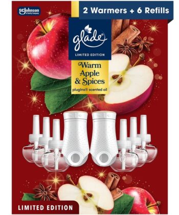 Aceite Perfumado Manzana calida y Especias 2 calentadores + 6 recambios Glade PlugIns
